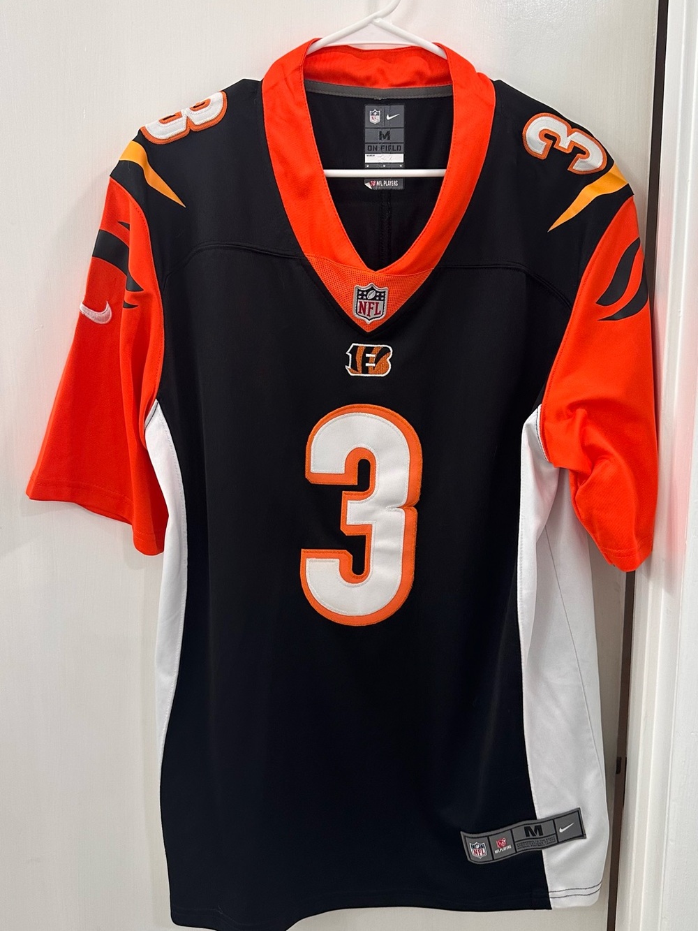 Nike Black and Orange Cincinnati Bengals #3 Football Jersey